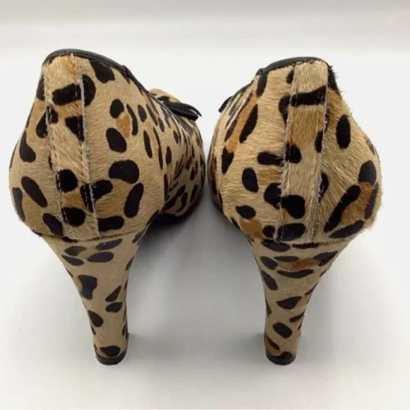 TopShop  Size 8  EUC Cheetah Printed Leather Ponytail High Heel Shoes (SH053) - Picture 6 of 7